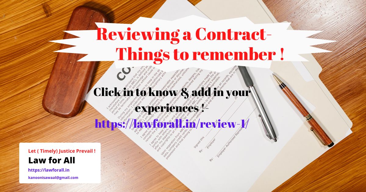Reviewing a Contract – Things to Remember – 1